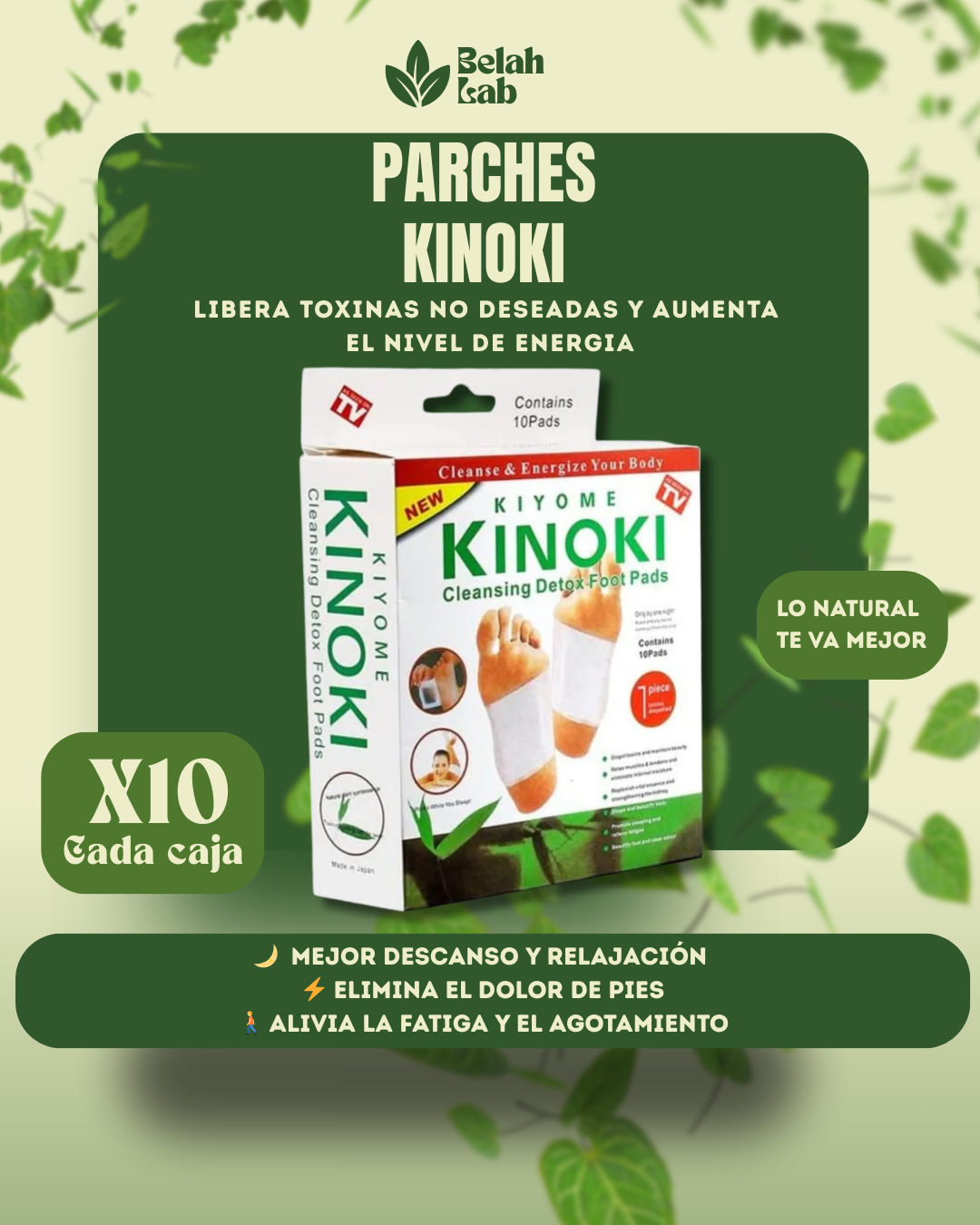 PARCHES DETOX KINOKI PARA PIES CAJA x 10